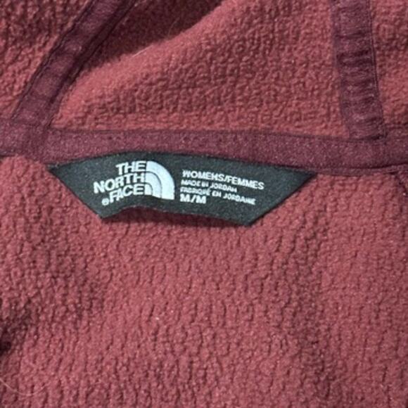 The North Face Zip Up Sweater Women Medium Red Maroon Hoodie Hooded Outdoor Hike - Picture 5 of 7